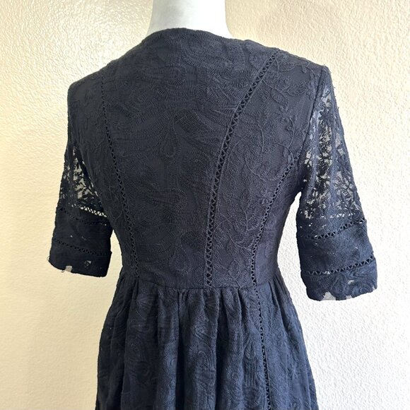 Free People Navy Lace Midi Dress - Picture 5 of 7